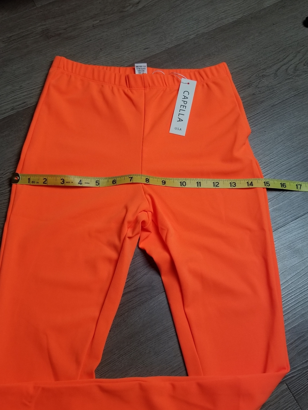 Capella Apparel Women's Orange Stretch Leggings (Size S/Junior) - Picture 7 of 10